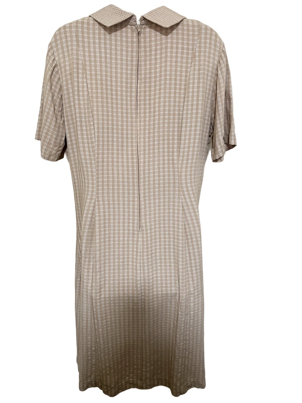 Vintage 90’s Sophia Rose 12 Gingham Dress Modest Chic Button Cottage Retro Tan - Picture 4 of 9
